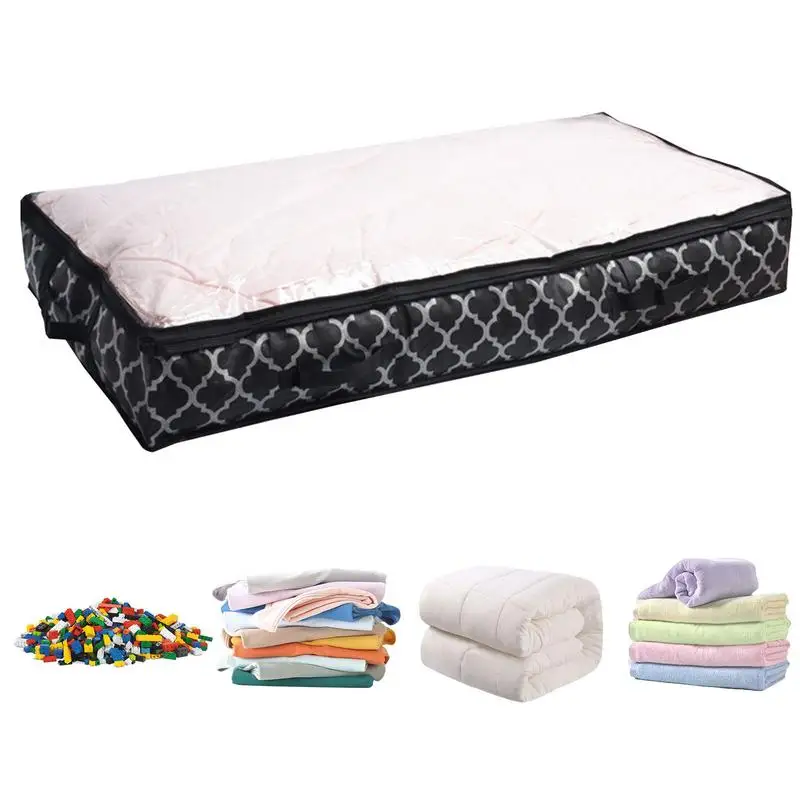 

Under Bed Storage Bins Blankets Clothes Comforters Storage Bag Breathable Zippered Organizer Foldable Stackable Large Capacity
