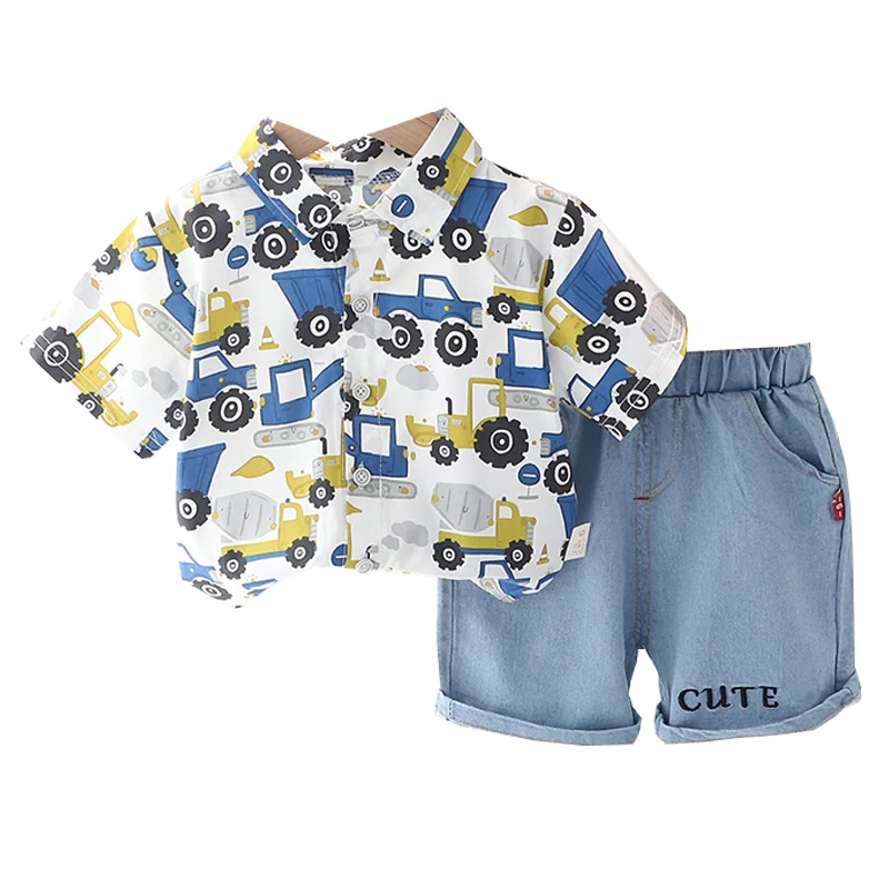 

2022 Summer Infant Clothes Boys Clothing Sets Kids Short Sleeve Shirt Denim Shorts 2 Pieces Suit Children Outfits Baby Tracksuit