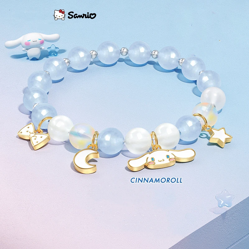 

Kawaii Sanrio Bracelets Cute Cartoon Kuromi My Melody Cinnamoroll Pom Pom Purin Beaded Crystal Bracelet Girlfriend Gifts Toys