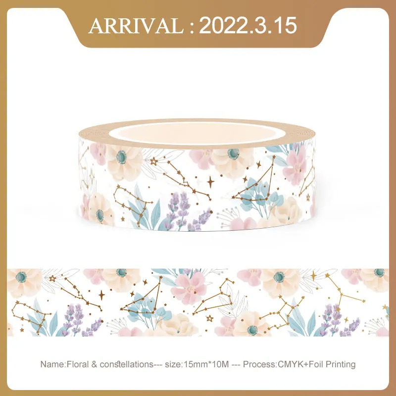 NEW 10pcs/Lot Decorative Foil Floral Moon Stars Blue Flowers Spring Washi Tapes PLANNER Adhesive Masking Tape Cute Stationery