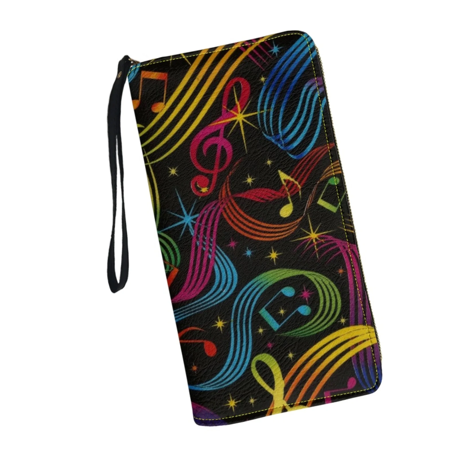 Belidome Colorful Music Notes  Wallets for Womens Around Zipper Long Purse RFID Blocking Card Holder Clutch Bag Wristlet Wallet