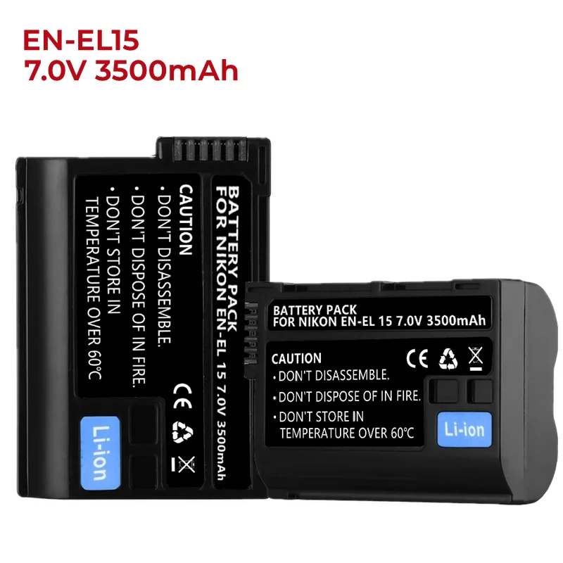 

1-5Pack of EN-EL15 7.0V 3500mAh Batteries for Nikon D850,D7500,1 V1,D500,D600,D610,D750,D800,D810,D810A,D7000 Digital SLR Camera
