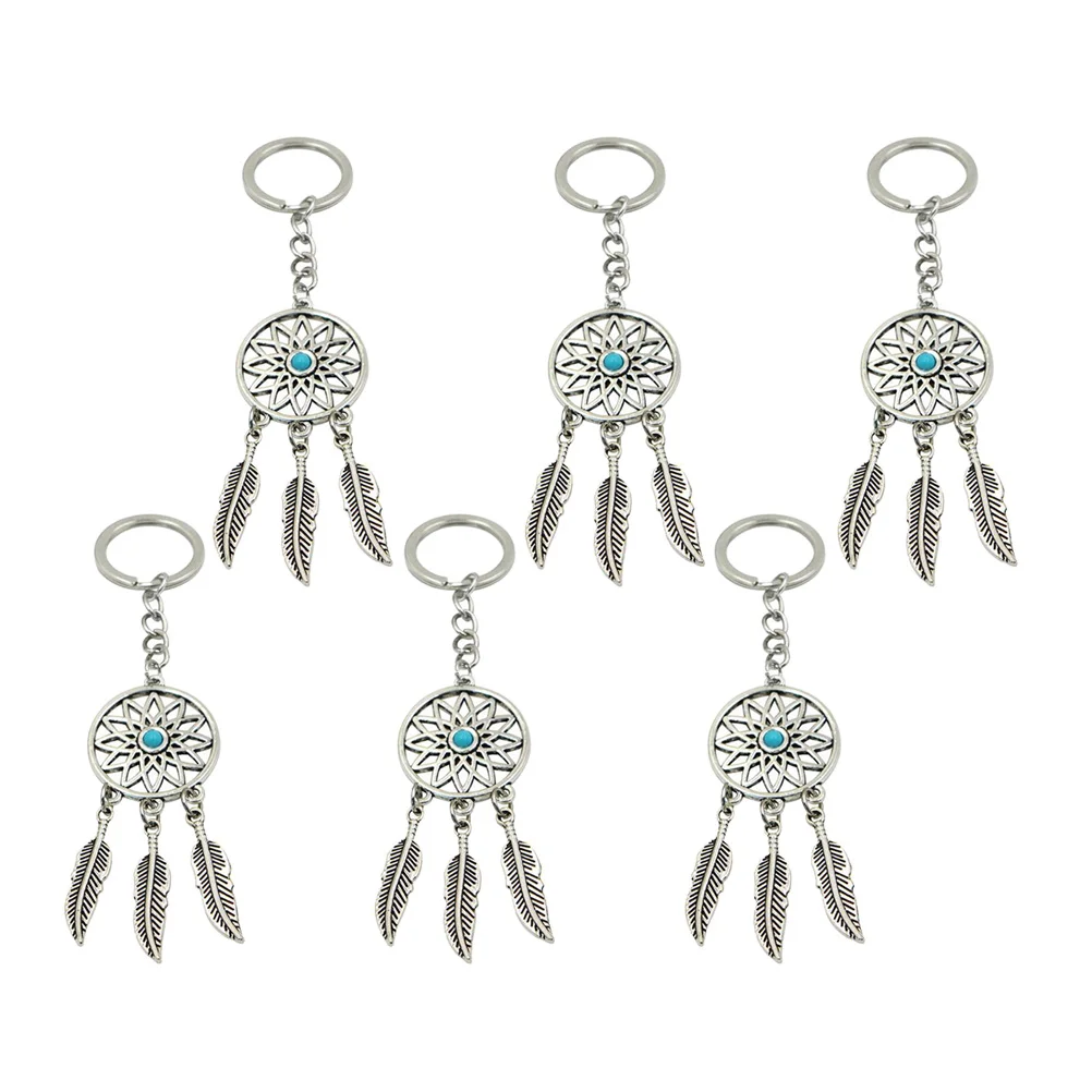 

6pcs Silver Catcher Keychain Key Ring Key Chain Charm for Bag Hanging Ornament