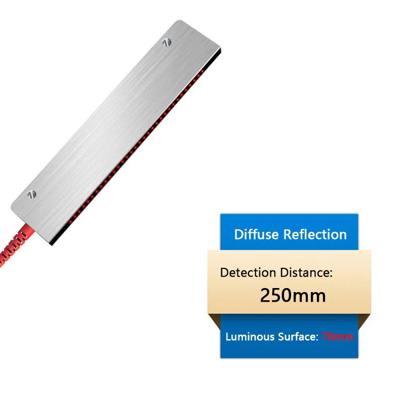

70MM Industrial Planar Fiber Sensor Presence Detection Banner Diffuse Reflective Fiber Optic Optical Amplifier Sensor 24v