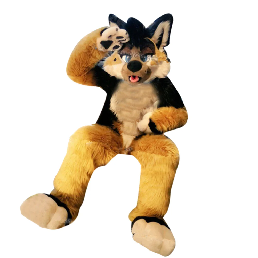 Длинный Меховой Костюм с рисунком Хаски для Хэллоуина | Маскоты