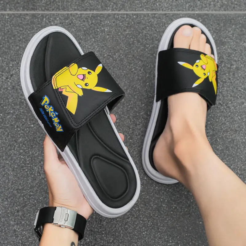 Anime Pokemon Pikachu Slippers Summer Boy's anti-skid Trend Soft Bottom Cartoon Velcro Children's Antiskid Bathroom Flip Flops |