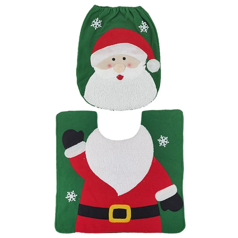 Рождественский чехол на сиденье для унитаза ванной комнаты набор ковриков и узор