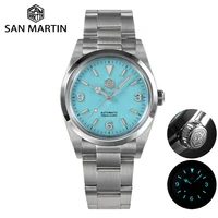 san martin mens watch 36mm 369 dial stainless steel sapphire glass 10bar vintage explorer climbing automatic mechanical watches