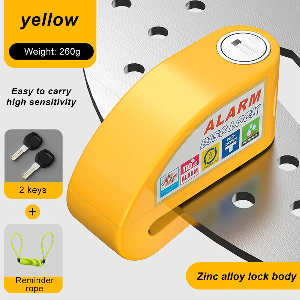 

Motorcycle Scooter Wheel Disc Brake Alarm Waterproof Protection Aluminum Alloy Anti-Theft Reminder Rope Motorcycle Accessories