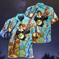 2022 loose breathable 3d print trendy cool fashion hawaiian shirts beach party tops short sleeves summer mens shirts