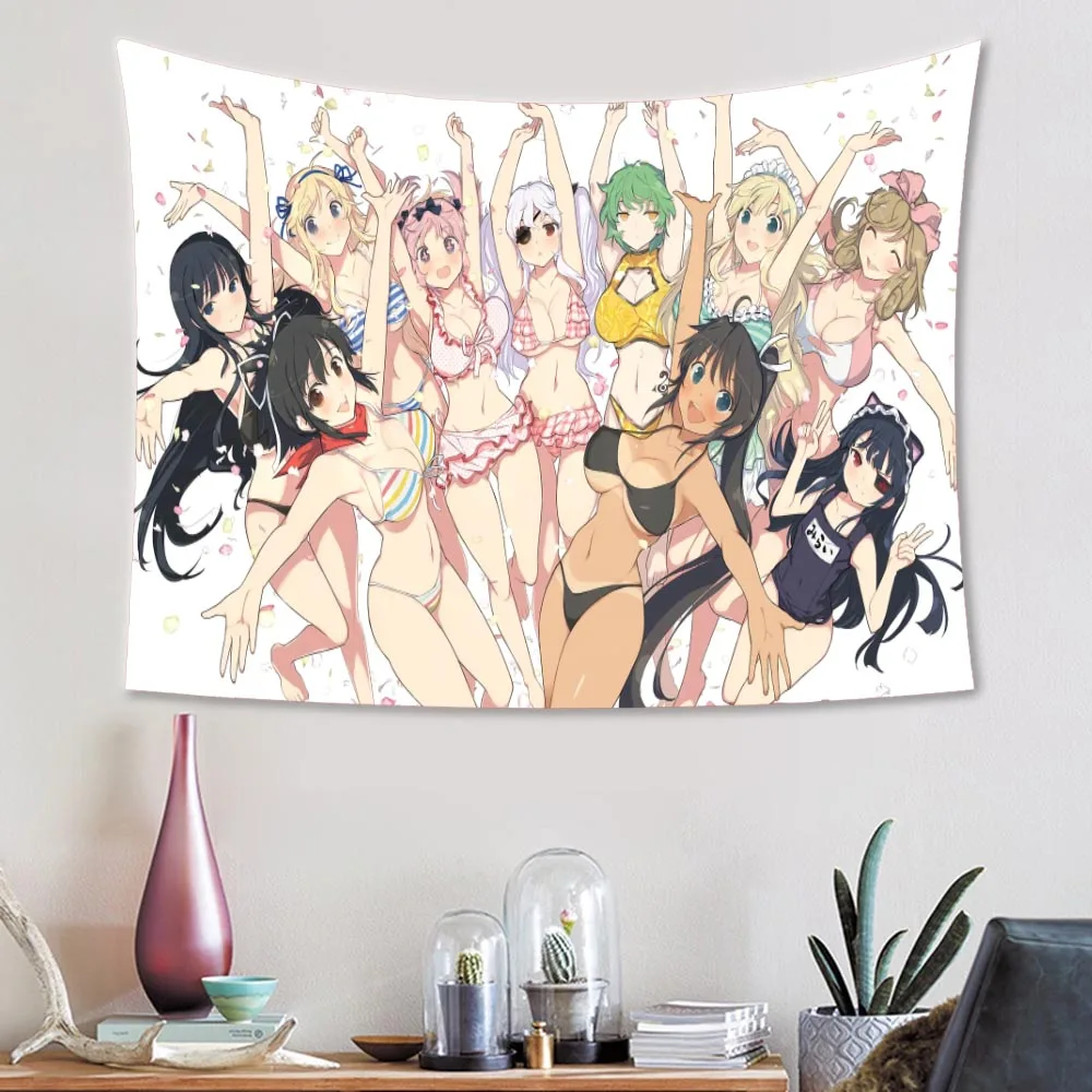 

Cute Kagura Anime Tapestry Sexy Bikini Beauties Wall Hanging Sofa Bedroom Cover Home Decor Aesthetic Japan Background Cloth Gift