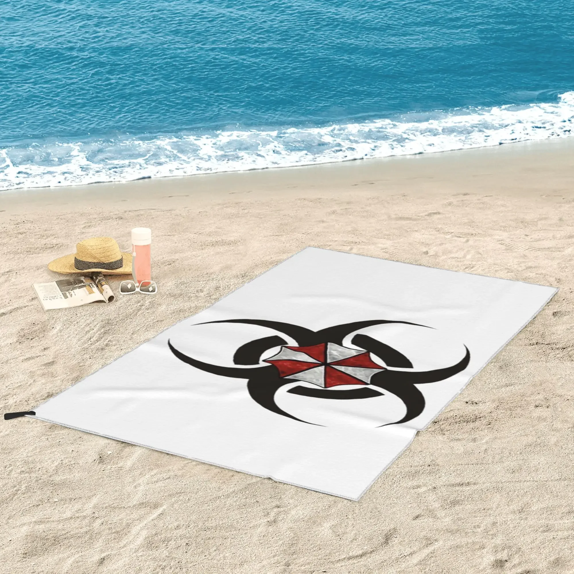 Фото Пляжное полотенце Umbrellas Biohazard Countermeasure из мягкой микрофибры, быстросохнущее, впитывающее, для плавания №3