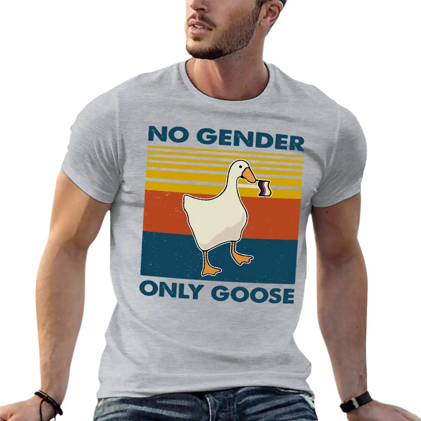 

No Gender Only Goose Oversized Tshirt Personalized Men Clothing Short Sleeve Streetwear Large Size Tops Tee