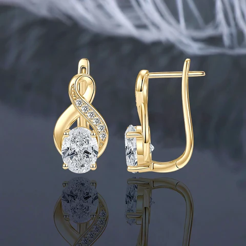 Серьги-кольца IOGOU Муассанит 2 карат  серебро 925