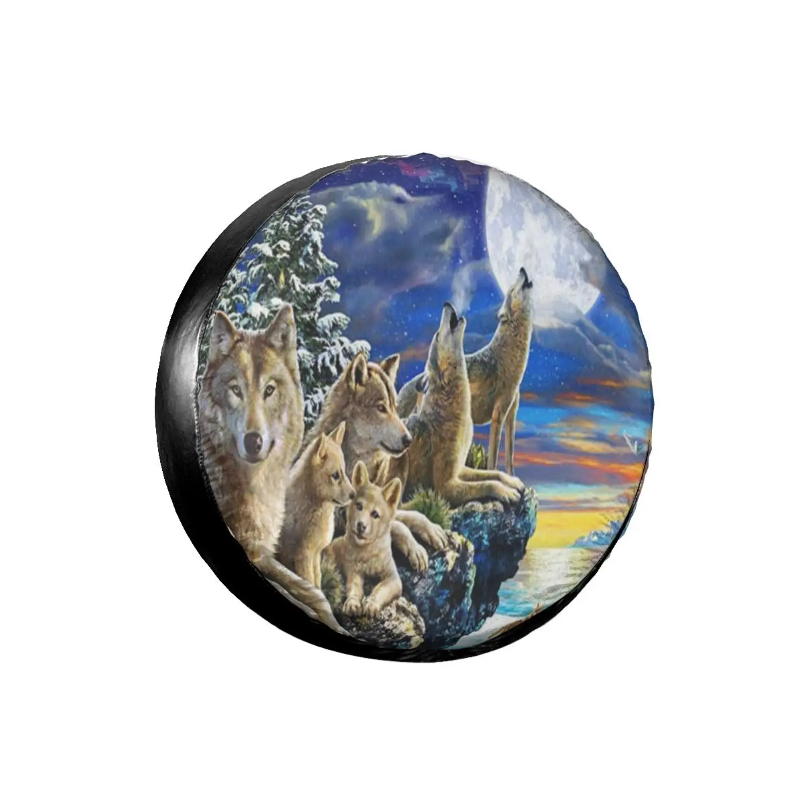 

3D Wolf Animal Spare Tire Cover Waterproof Dustproof Sun Wheel Tire Cover For Jeep, Trailer, SUV Vehicle Anime Tire Cover
