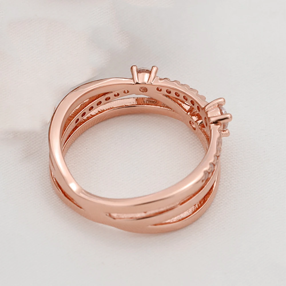 Pandora-Bague Triple Bande de Rotterdam pour Femme, Argent S925, Or Rose Original, Bijoux de Luxe Élégants, Cadeau avec Sac