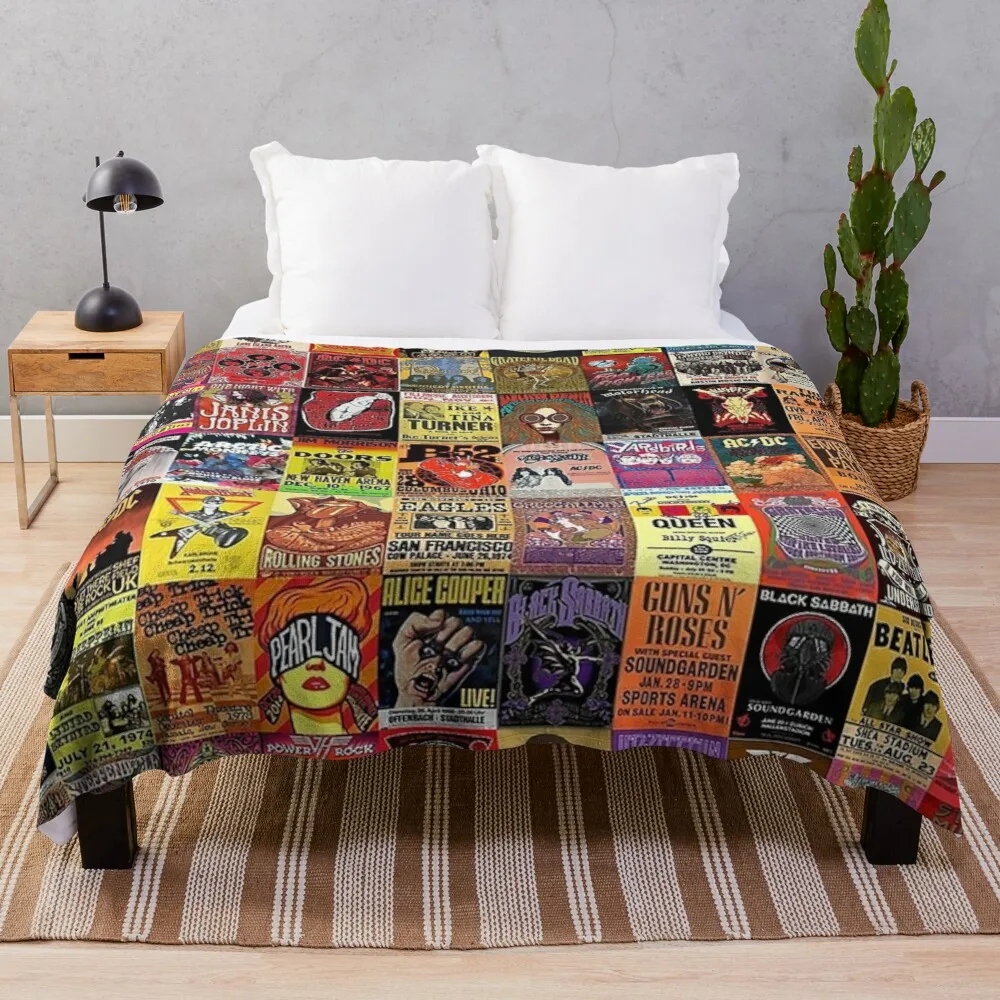 

Rock Band Posters Throw Blanket Weighted Blanket Fleece Fabric Knitted Blanket