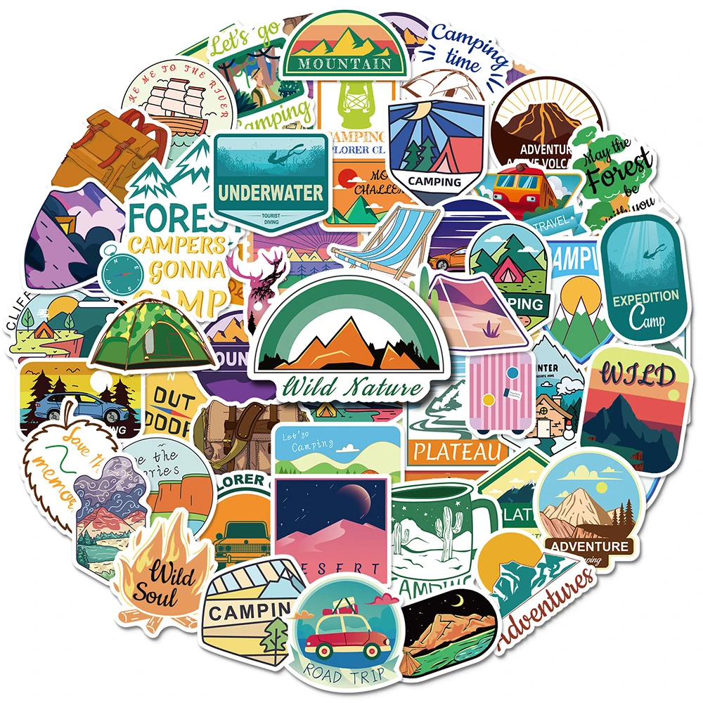 

10/30/50pcs Outdoor Explore Mountain Climbing Stickers for Laptop Guitar Luggage Waterproof Graffiti Cool Sticker Decal Kids Toy
