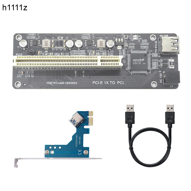 

PCI E/NVME/Mini PCIE to PCI Riser Card Dual PCI High Efficiency Adapter Converter with USB 3.0 Cable for Desktop PC ASM1083 Chip