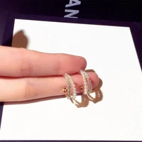 ydl korean fashion simple full cz pearl earring for women bling super shine zircon stud earring daily wedding pendant jewelry