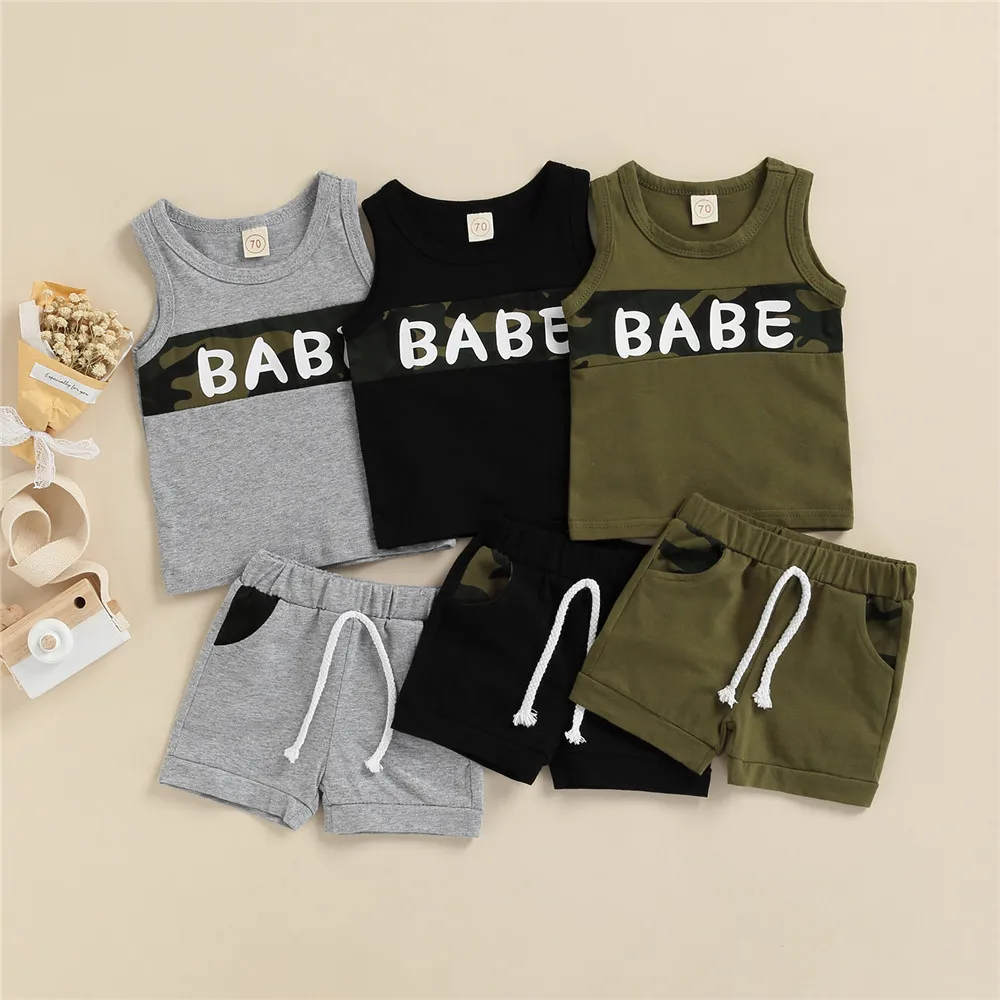 

Baby Boy Fashion Clothes Sets Letter Print Vest Tank Tops Shorts 0-24M Newborn Infant Toddler Kids Summer Casual Cotton Outfits