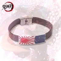 anime demon slayer sun bracelet kimetsu no yaiba cosplay propsjapanese flag pattern women mens leather bracelet gifts