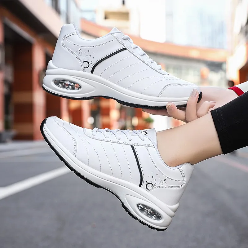 Sneakers Women Fashion Leather Casual Shoes Air Cushion Running Shoes Comfortable Outdoor Waterproof Columbia Sports Shoes