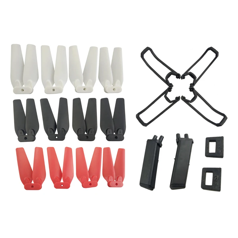 

3 Sets 3 Colors E58 S168 JY019 Drone RC Quadcopter Folding Blade Propellers + Protective Frame Landing Skids Spare Parts