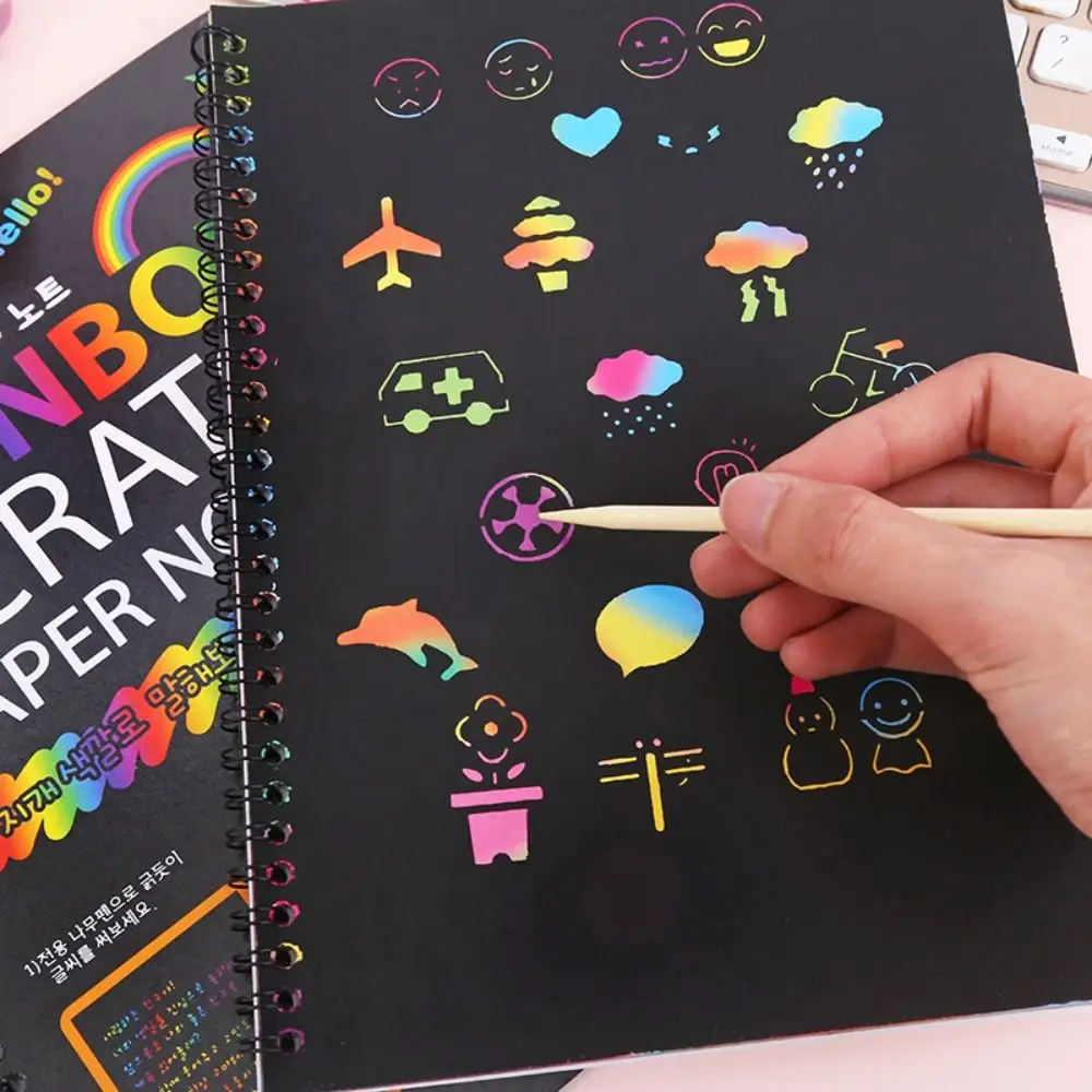 Креативная деревянная ручка радужная книга для царапин красочная цветная бумага