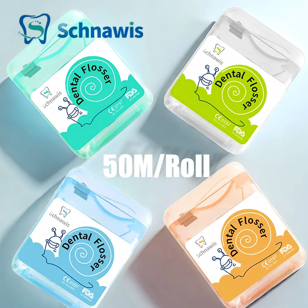 50 м/рулон зубная нить со встроенной катушкой воск нейлоновые фторопласт Macromolecule
