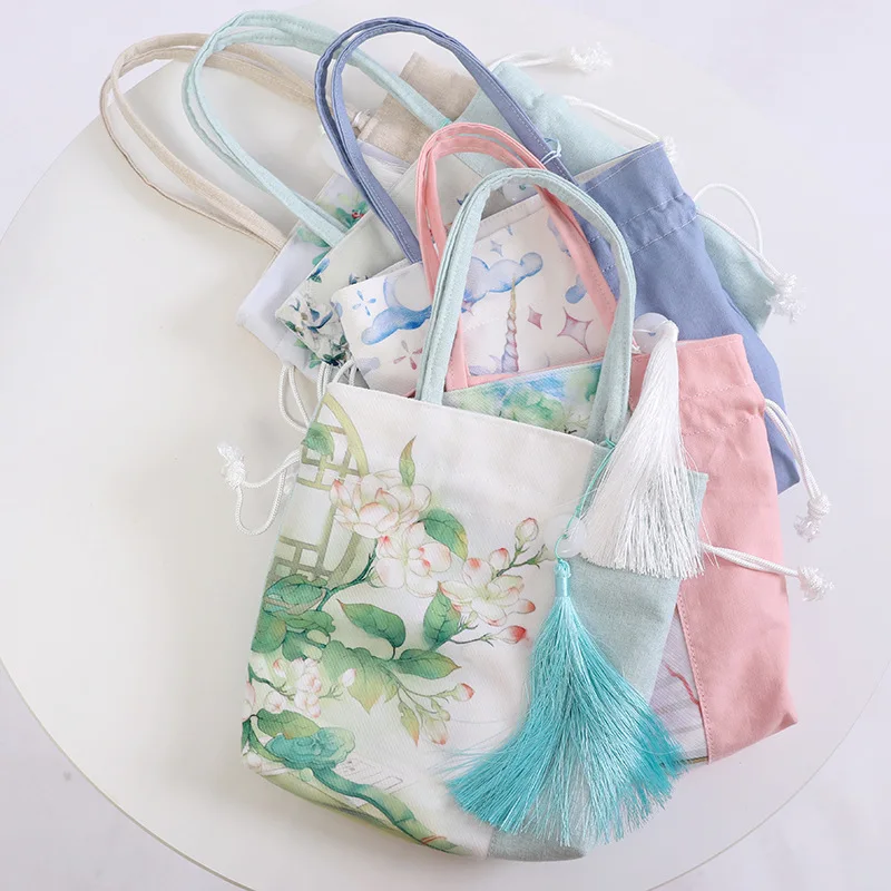 New Hanfu Bag Women Oblique Straddle Shoulder Backpack Handbag for Girls Simple Handle Bags