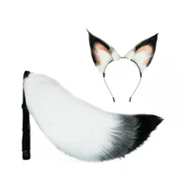 plush fox ears headband foxtail suit cosplay props animal ears headdress animal tail accessories