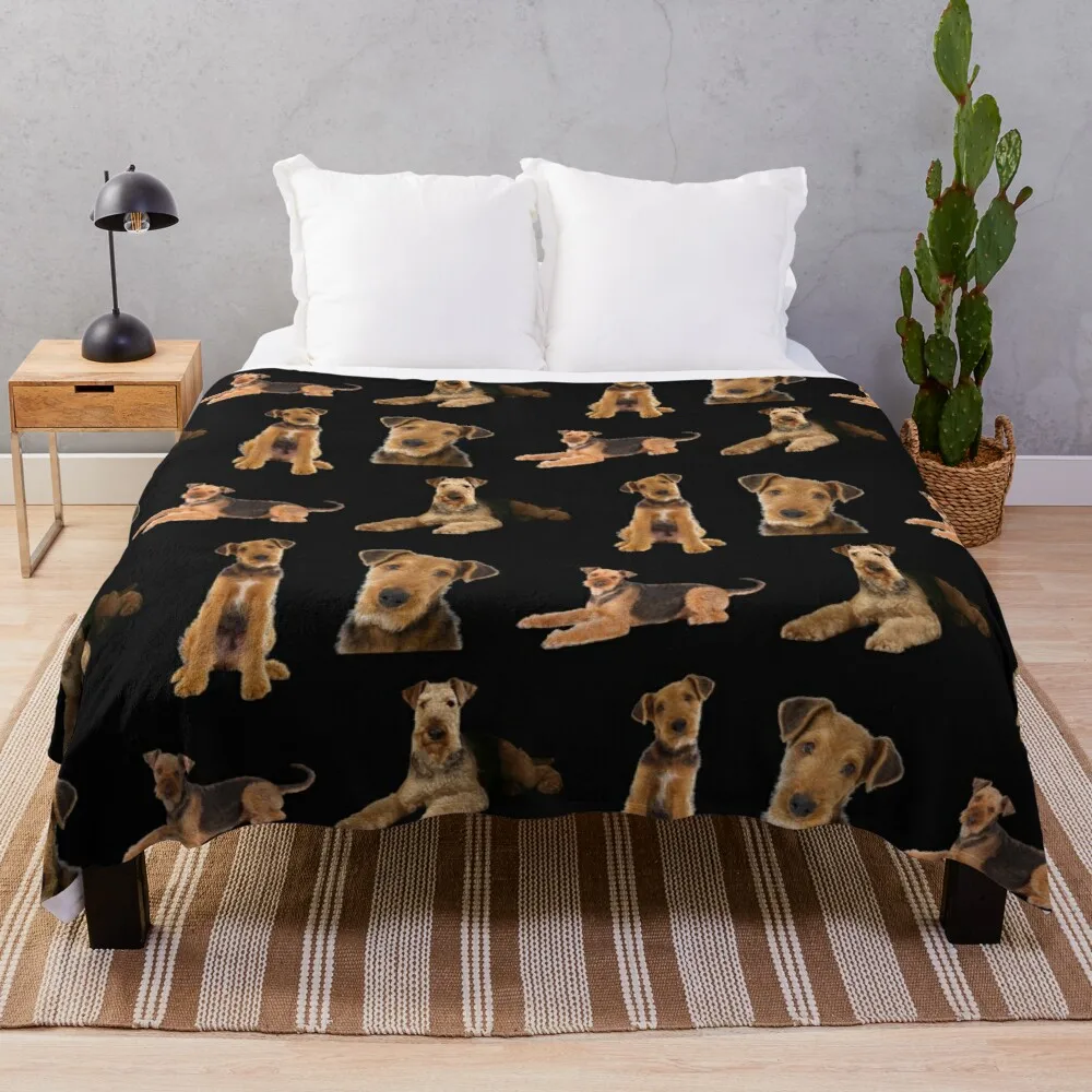

Airedale Terrier Throw Blanket Plush fabric Double blanket baby blanket Summer blanket