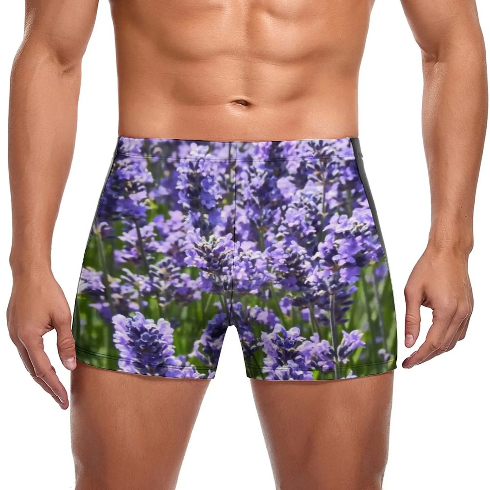 

Трусы-боксеры мужские с эффектом пуш-ап и фиолетовыми цветами