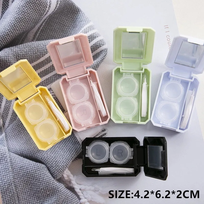 

Portable Contact Lens Storage Box Organizer Cute Cartoon Girl Women Contact Lenses Cases Contact Lens Container
