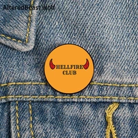 hellfire club essential printed pin custom funny brooches shirt lapel bag cute badge cartoon enamel pins for lover girl friends
