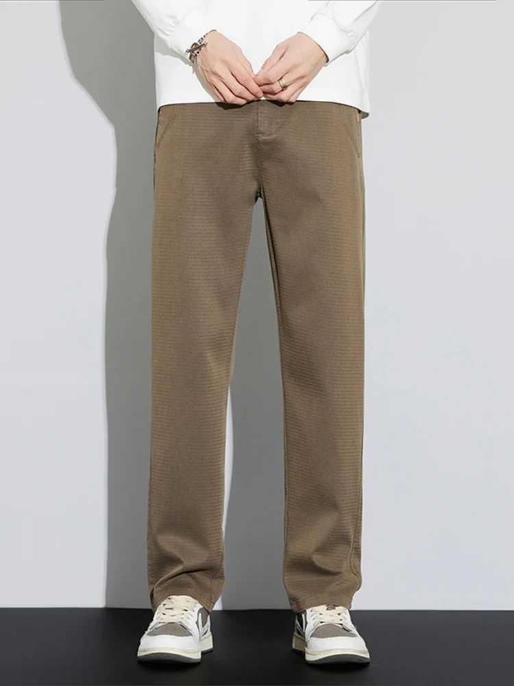 Woodpecker Anti-Wrinkle Autumn Straight Casual Pants Men's Versatile Loose Business Trousers Fleece-lined Thickened Wide Leg ...