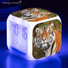 Детские подарки, тигровый будильник, 7 цветов, светящийся светодиодный цифровой телефон, игрушки, многофункциональные светящиеся электронные часы, часы