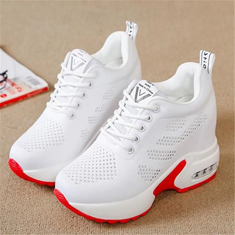 

Женские кроссовки на танкетке 11 см, дышащие сетчатые, повседневная обувь на платформе, Роскошные, весна