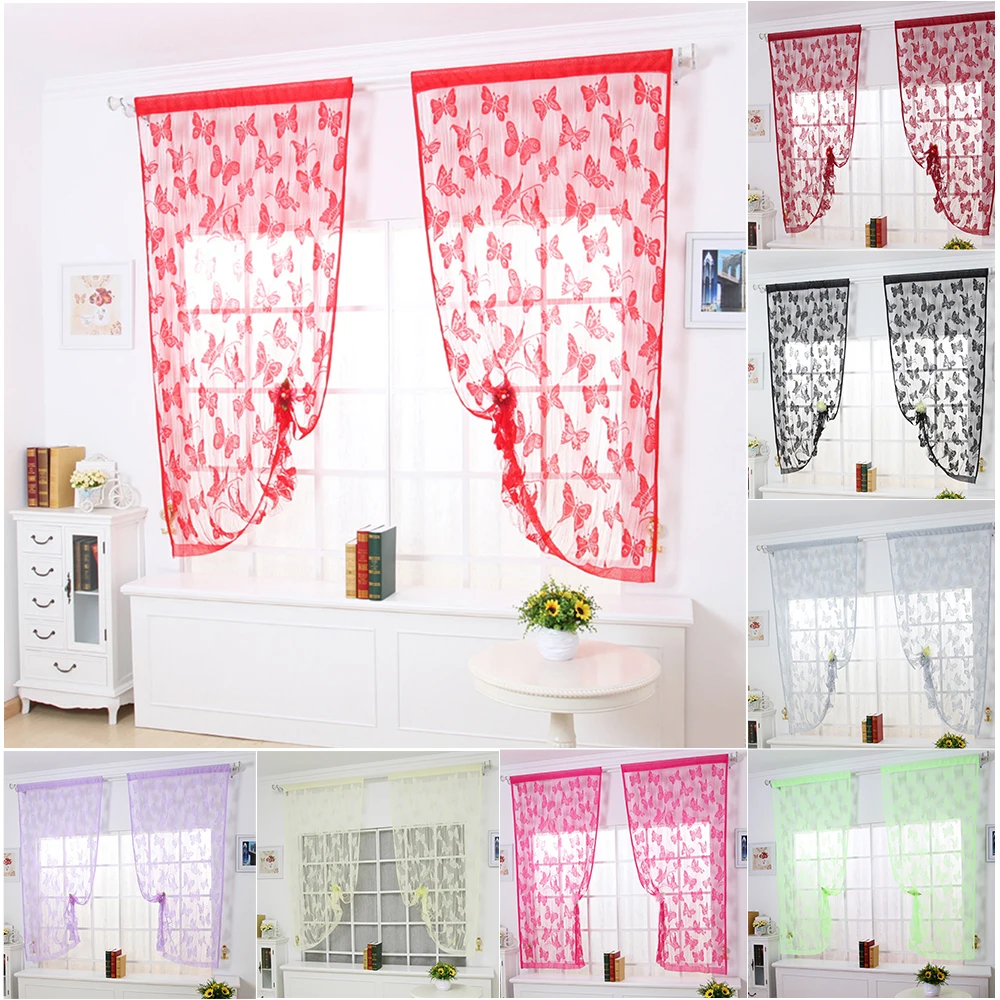 

Colorful Butterfly Window Curtain Dreamy Door Curtain Pattern String Tulle Curtain High Quality Room Decorative Curtain Divider