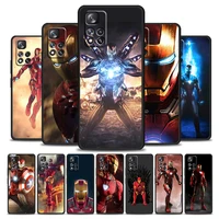 marvel iron man for xiaomi redmi note 10 10s 9 9s 9t 8 8t 7 6 5 pro 5g silicone soft tpu black phone case cover coque capa shell