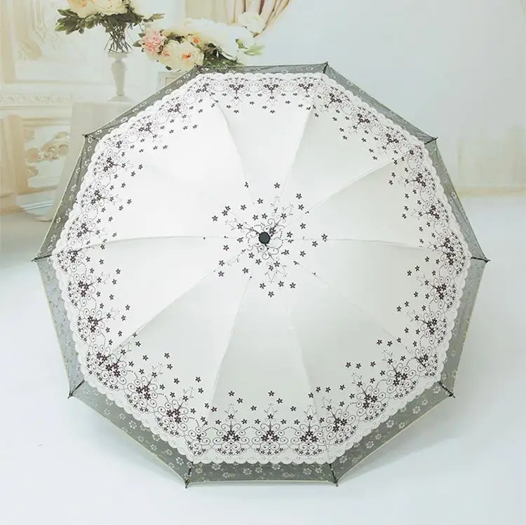 

Lace Umbrella Sunny and Rainy Parasol Anti UV Lace Folding Umbrella Black Coating Parasol Princess Umbrellas for Women