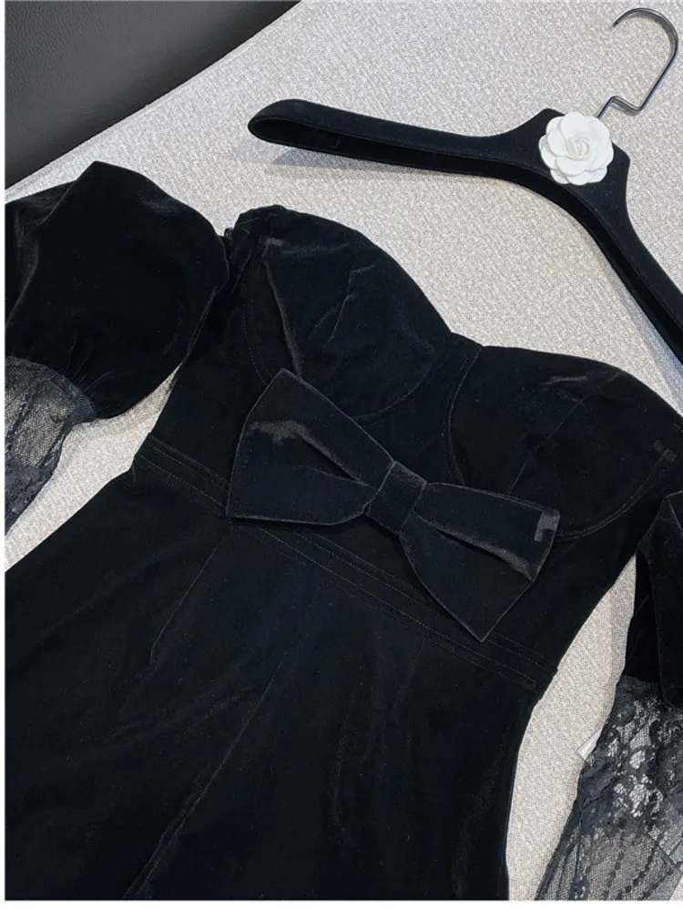 DEAT женский топ без пятки с кружевным рукавом золотые бархатные костюмы круглый