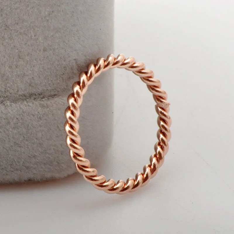 

KNOCK high quality 2 mm Fashion Small Rose Gold Color Twisted Stainless Steel for Women Wedding Party Ring jewelry