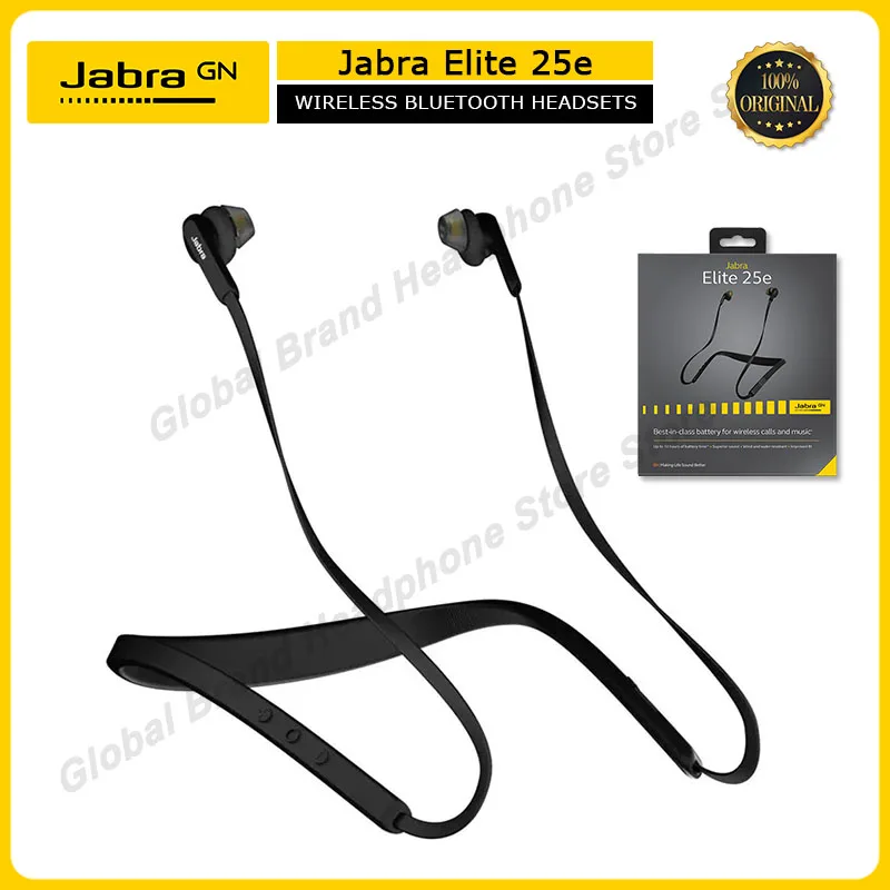 Original Jabra Elite 25e Wireless Bluetooth Headset Sports Music Headphone Business Voice Earphone Stereo Earpiece with Mic