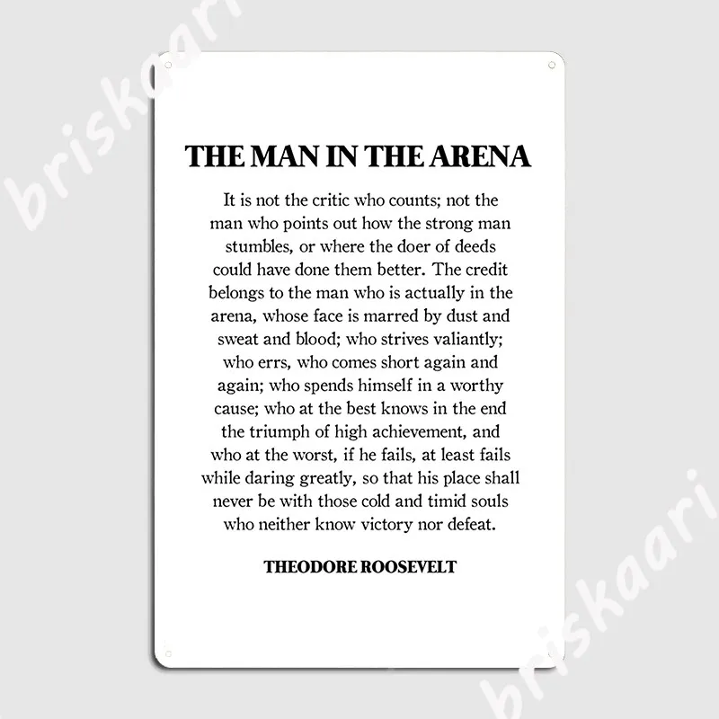 

Мужчина на арене, Теодор Рузвельт, цитата, металлический плакат, клуб, домашняя пещера, паб, винтажные настенные плакаты