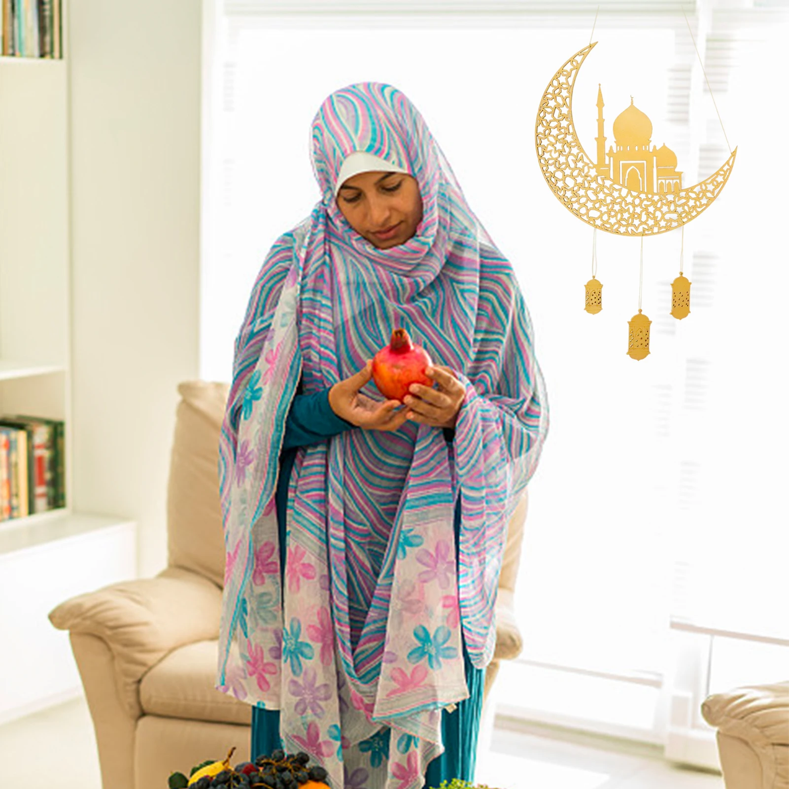 

Ramadan Decorations Moon OrnamentMuslim Islam Wooden Hollow Moon Pendants 2022 Ramadan Mubarak Decorations For Home Garden Party