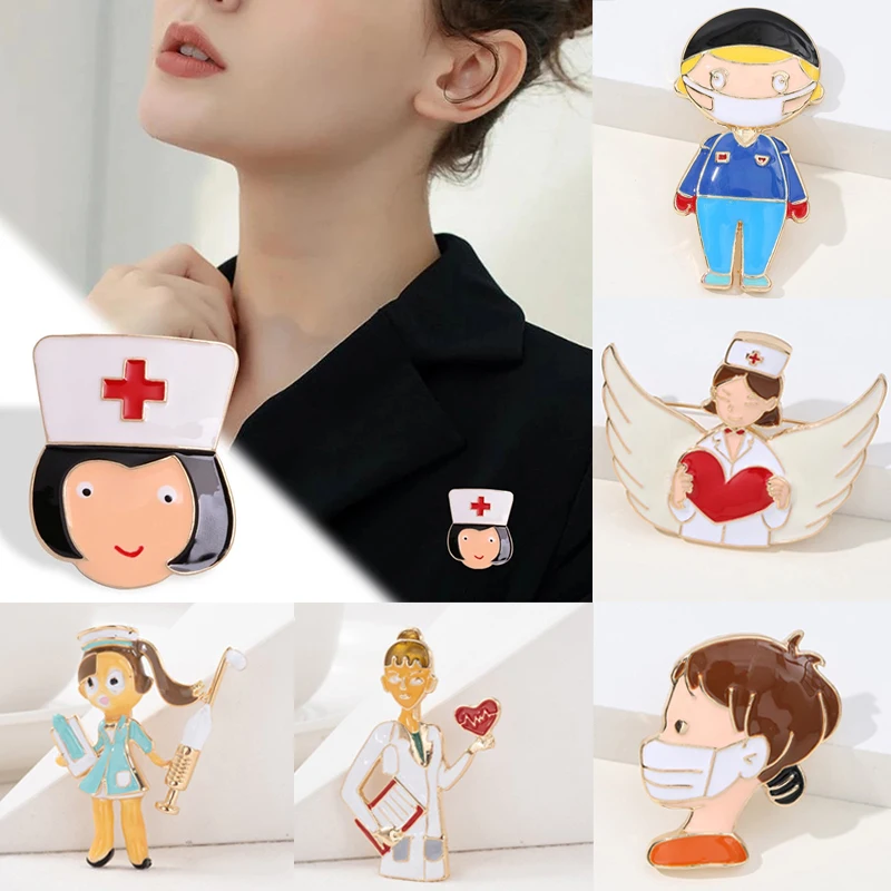 

Cute Nurse Doctor Brooches Cartoon Enamel Pins Hospital Medical Badge Lapel Pins Jewelry Metal Doctor Nurse Clip Accessories