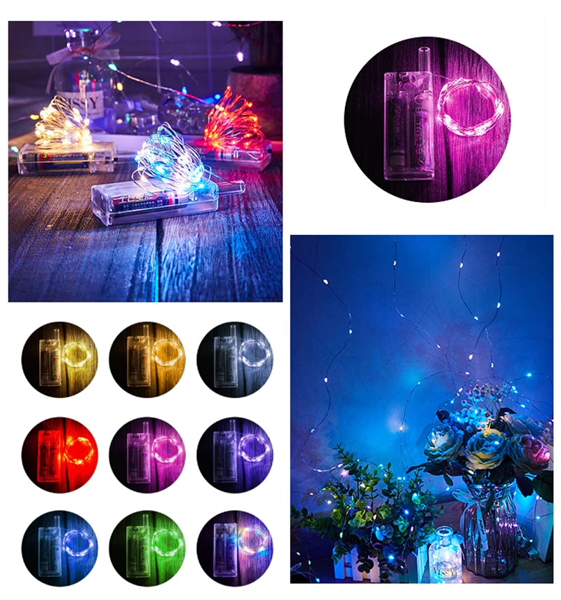 

1/2/3PCS LED Lights String Waterproof USB Battery Copper Wire Garland Fairy Light Christmas Wedding Party Decor Lamps Lighting