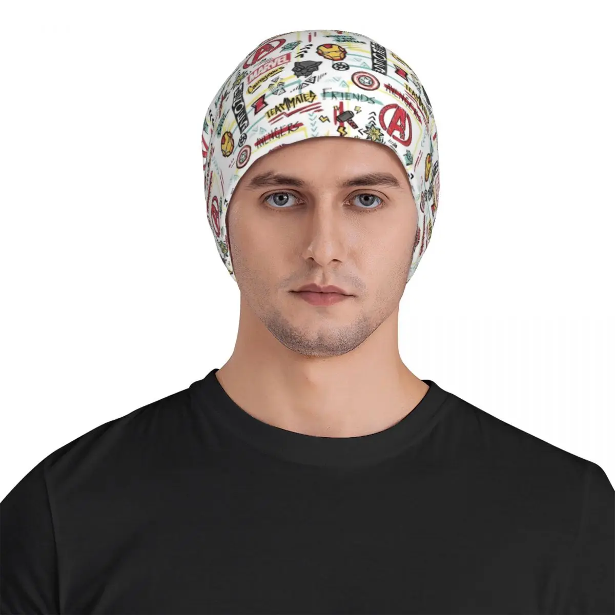 The Avengers Superhero Skullies Beanies Hat Cartoon Spider-Man Iron Man Summer Unisex Outdoor Cap Warm Dual-use Bonnet Knitting